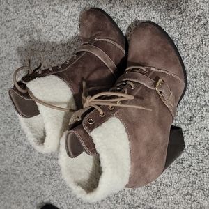 Express High Heeled Faux Fur Belted Boots